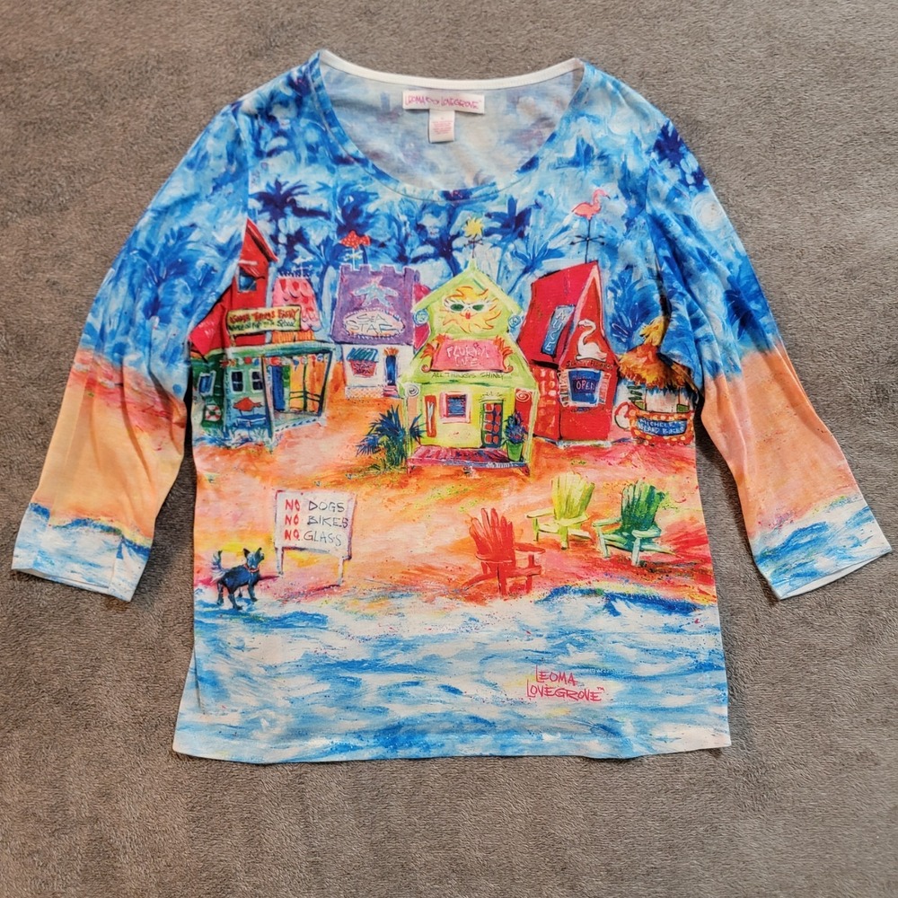 Leoma Lovegrove Shirt Womens X Large Multicolor Tropical Artsy Boho Beach